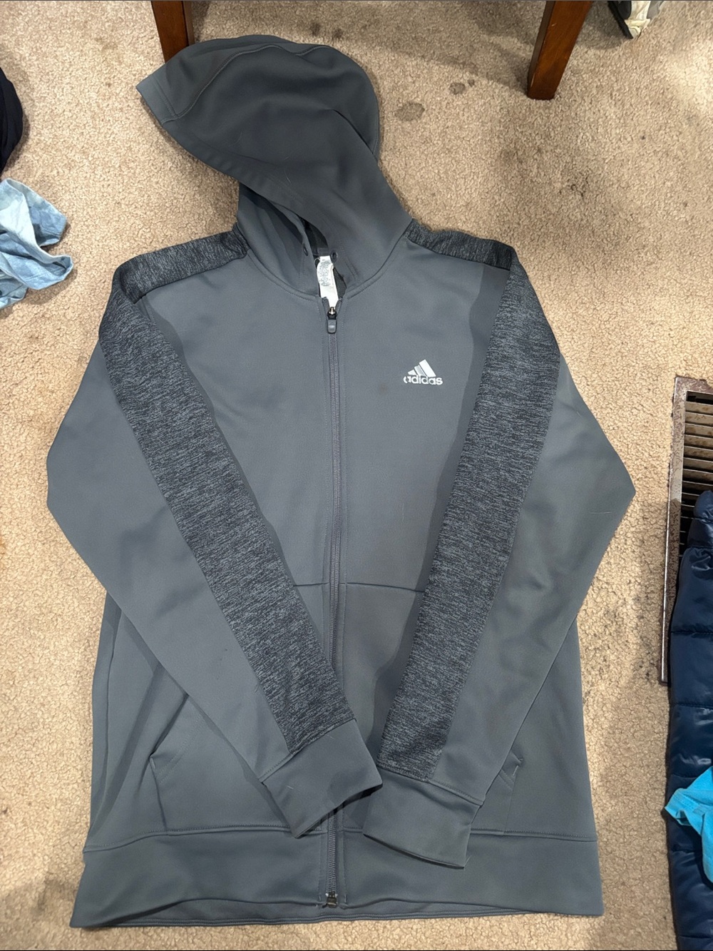 adidas Men’s Dark Gray Full-Zip Hooded Performance Jacket